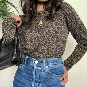 Green/Brown Leopard Print Long Sleeve Top